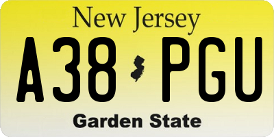 NJ license plate A38PGU