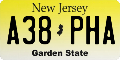 NJ license plate A38PHA