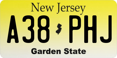 NJ license plate A38PHJ