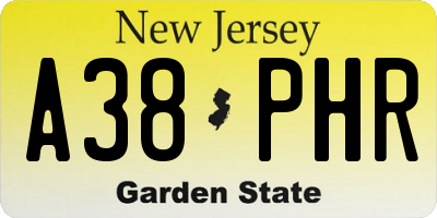 NJ license plate A38PHR