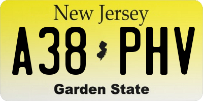 NJ license plate A38PHV