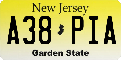 NJ license plate A38PIA