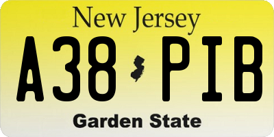 NJ license plate A38PIB