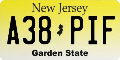 NJ license plate A38PIF