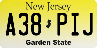 NJ license plate A38PIJ