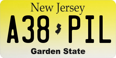 NJ license plate A38PIL