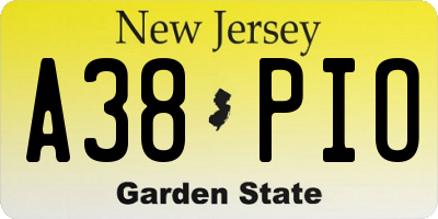 NJ license plate A38PIO
