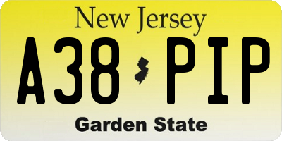 NJ license plate A38PIP