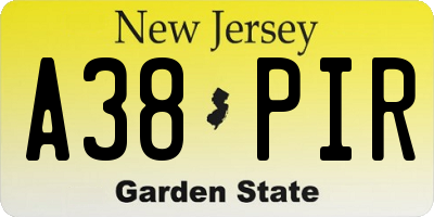 NJ license plate A38PIR