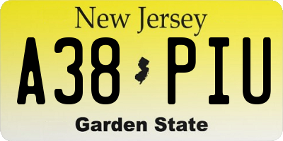 NJ license plate A38PIU
