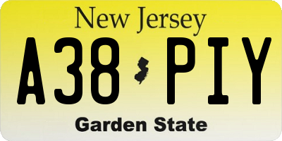 NJ license plate A38PIY