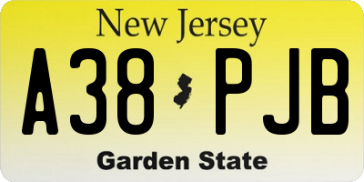 NJ license plate A38PJB