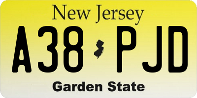 NJ license plate A38PJD