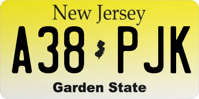 NJ license plate A38PJK