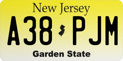 NJ license plate A38PJM
