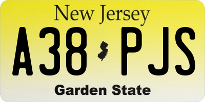NJ license plate A38PJS