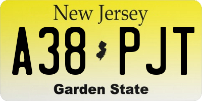 NJ license plate A38PJT