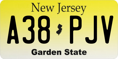 NJ license plate A38PJV