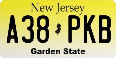 NJ license plate A38PKB