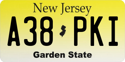 NJ license plate A38PKI