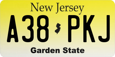 NJ license plate A38PKJ