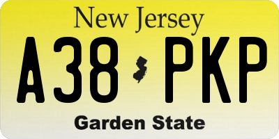 NJ license plate A38PKP