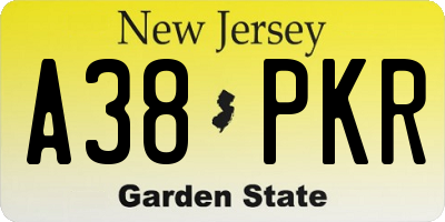 NJ license plate A38PKR