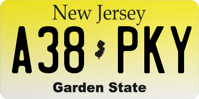 NJ license plate A38PKY