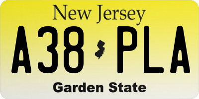 NJ license plate A38PLA