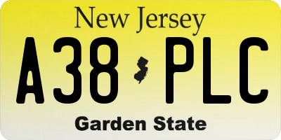 NJ license plate A38PLC