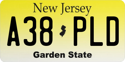 NJ license plate A38PLD