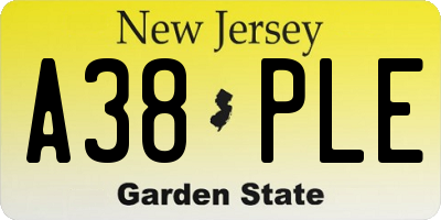 NJ license plate A38PLE