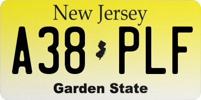 NJ license plate A38PLF