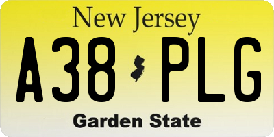 NJ license plate A38PLG