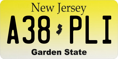 NJ license plate A38PLI