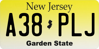 NJ license plate A38PLJ