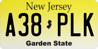 NJ license plate A38PLK