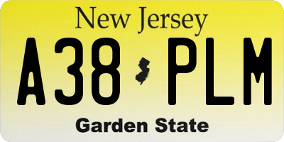 NJ license plate A38PLM