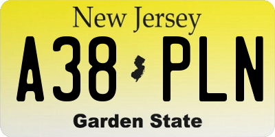 NJ license plate A38PLN