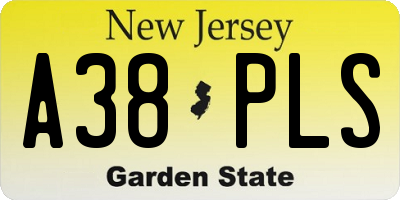 NJ license plate A38PLS