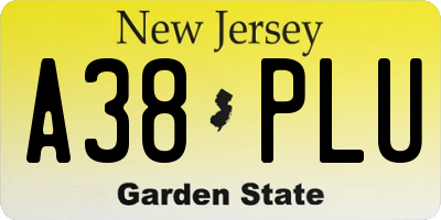 NJ license plate A38PLU