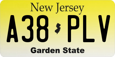NJ license plate A38PLV