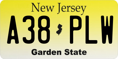 NJ license plate A38PLW