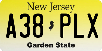 NJ license plate A38PLX