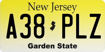 NJ license plate A38PLZ