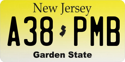 NJ license plate A38PMB