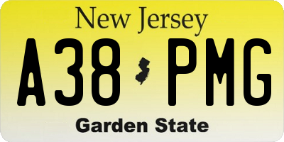 NJ license plate A38PMG