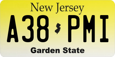 NJ license plate A38PMI