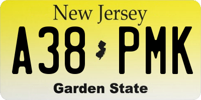NJ license plate A38PMK