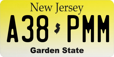 NJ license plate A38PMM